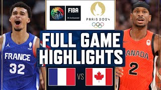 FRANCE vs CANADA FULL GAME HIGHLIGHTS  2024 Paris Olympics Mens Basketball  August 6 2024  2K24 [upl. by Merridie]