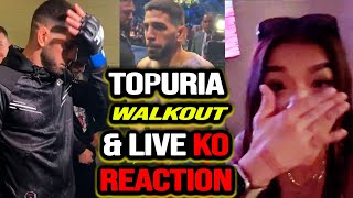 Ilia Topuria before Walkout amp Tracy Cortez KO Reaction [upl. by Aillimat843]