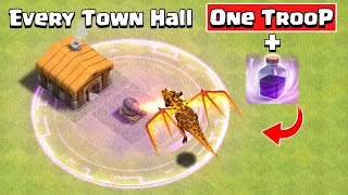 Every Town Hall vs All 1 Super Troops  Clash of Clans [upl. by Atived]