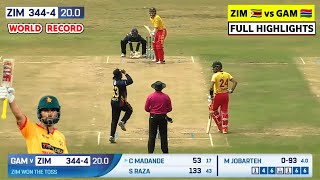 Zimbabwe 344 Runs Highlights  Zimbabwe 344 Runs vs Gambia  Zimbabwe vs Gambia T20 Highlights 2024 [upl. by Enyala]