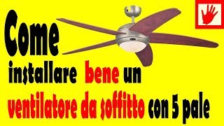 Ventilatore da soffitto a 5 pale e luce ceiling fan with light and remote control [upl. by Miehar]