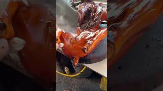 Chef cutting delicious whole roasted pig pork pig roast chef fraxychef [upl. by Ahsekam746]