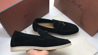 Loro Piana Summer Charr Walk Loafers Black Detailed Review [upl. by Cryan323]