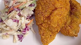 Fried Haddock Fish and Coleslaw [upl. by Vanthe]