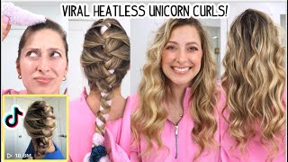 VIRAL TIKTOK HEATLESS UNICORN CURLS Stepbystep Tutorial  Overnight Curls Heatless Curls [upl. by Neeneg547]