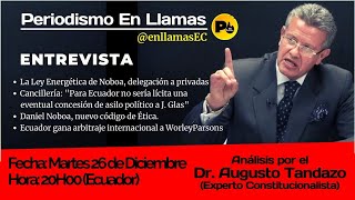 Dr Augusto Tandazo Ley Energética Nuevo Código de Ética Asilo Político Worley Parsons [upl. by Dhumma62]