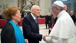 14112013 Visita Papa Francisco al presidente de la República Italiana Giorgio Napolitano [upl. by Debbra]