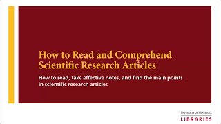 Tutorial How to Read and Comprehend Scientific Research Articles [upl. by Malchus]