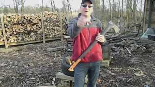 Check out the Fiskars X27 AXE in Action Splitting Wood [upl. by Eartnoed]