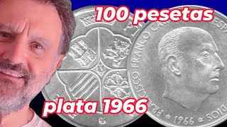 100 pesetas España estado español Franco 1966 plata [upl. by Aeslahc]