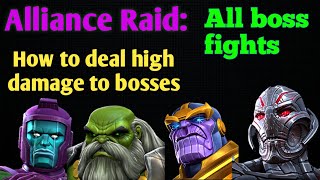 Alliance Raid All boss Fights Maestro Thanos Kang Ultron How to deal high damage to bosses MCOC [upl. by Valdes109]