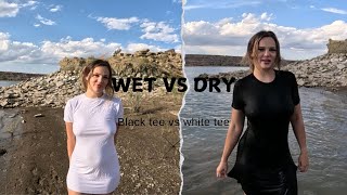 4K  Transparent wet vs dry test  white vs black tshirts [upl. by Vasileior]