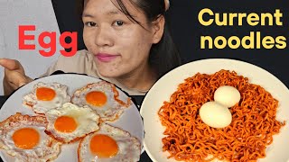 current noodles 🍜amp egg eating mukbang [upl. by Shifrah461]