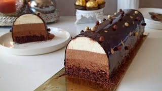 Ma Meilleure Recette de Bûche aux 3 Chocolats  Dessert de Noël  Mousse 3 Chocolats [upl. by Akitahs333]