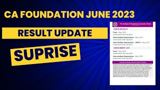 CA Foundation June 2023 Result Update Surprise [upl. by Dietsche]