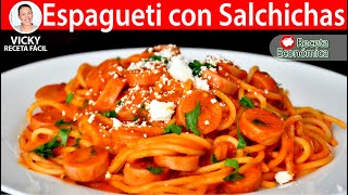 ESPAGUETI CON SALCHICHAS  Vicky Receta Facil [upl. by Ataga]