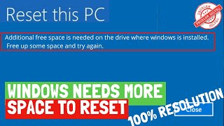 Reset this pc  Windows needs more space to reset [upl. by Acilef249]