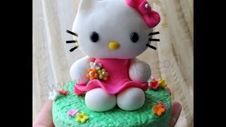 DIY How to do fondant Hello Kitty  Fondant Kitty tutorial [upl. by Kenison]