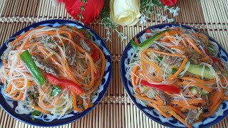 FUNCHOZA SALAT TAYYORLASH XAR DOIM UXSHAB CHIQADI  ФУНЧОЗА ПО КОРЕЙСКИЙ  NOODLE GLASS SALAD [upl. by Eckart826]