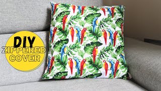 EASY ZIPPERED CUSHION COVER  DIY [upl. by Ayotal]