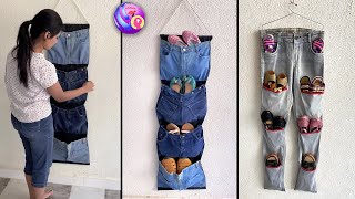 2 Ways to use old jeans for brilliant craft ideas reusejeans [upl. by Ahtis]