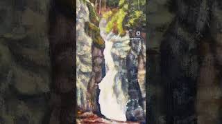 Rocky Cliff of Nairn Falls art painting acrylicpainting nairnfalls waterfallpainting [upl. by Ennaid]