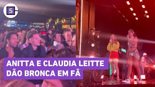 Anitta e Claudia Leitte expulsam pessoa de show após confusão em plateia de préCarnaval [upl. by Anyehs903]