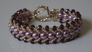 How to make a beautiful and easy pearl bracelet flat spiral stitch [upl. by Rosalia]