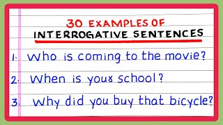 INTERROGATIVE SENTENCES  5  10  20  30 EXAMPLES OF INTERROGATIVE SENTENCES  IN ENGLISH GRAMMAR [upl. by Buehler]