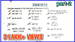 Exercise 73 NCERT PART 2  INTEGRATION QUESTION 9 TO 24 [upl. by Muiram]