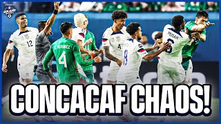 Concacaf CHAOS as FOUR players sent off in USMexico derby 🟥 [upl. by Naginarb]