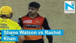 IPL 2019 Rashid Khan vs Shane Watson stare down contest [upl. by Burwell]