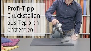 Druckstellen aus Teppich entfernen  PROFI Tipp mit Wasserdampf  Teppichscheunede [upl. by Nivlac]