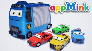 Appmink car Animation  Garbage Truck  Police Car  Taxi  Carrier Truck  Fire Rescue kids video [upl. by Eilah]