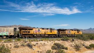 Low N Slow Descending Union Pacifics Cima Grade  Featuring a Tank Train [upl. by Stearne]