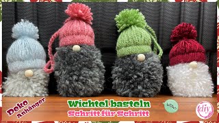 WICHTEL basteln  Schritt für Schritt  aus Pappe amp Wolle  Deko  Geschenk  Baumanhänger  DIY [upl. by Almira732]