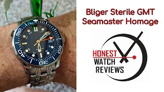 ⭐ Omega Seamaster Homage ⭐ Bliger Sterile GMT Automatic Honest Watch Review HWR [upl. by Faber796]