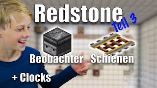 Redstone Beobachter Clocks amp Schienen Tutorial Teil 3 Observer Clocks Rails [upl. by Vitek]