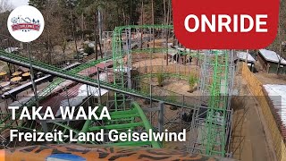 Taka Waka Onride  Mitfahrt neue Achterbahn in FreizeitLand Geiselwind Neuheit Attraktion 2022 [upl. by Cave429]