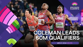 Coleman leads 60m qualifiers in 649  World Indoor Championships Glasgow 24 [upl. by Atenek]