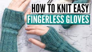 How to knit fingerless gloves for beginners  Really easy pattern you can knit flat [upl. by Arratal]