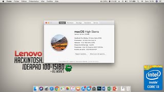 TEST  LENOVO IDEAPAD 100  Hackintosh macOs High Sierra 10132 ALL WORKS ✅ [upl. by Dennie]