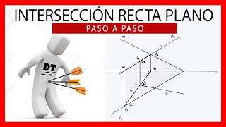 💪⚔ INTERSECCIÓN entre RECTA y PLANO en DIÉDRICO 😎 Ejercicios resueltos [upl. by Ajna]