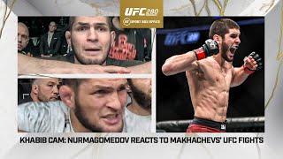 Coach Khabib Cam Nurmagomedov reacts to Islam Makhachevs UFC fights  UFC 280  BT Sport [upl. by Oznerol17]