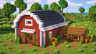 Minecraft  How to build a Barn for Animals  Tutorial [upl. by Llevel]