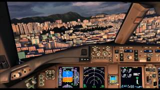 FSX  PMDG 777  Approach and landing at Kai Tak Airport Hong Kong [upl. by Margie]