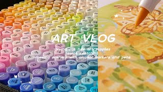 New Art Supplies ✽ Testing Ohuhu Alcohol Markers and Drawing Scenery [upl. by Elocal250]