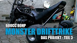 MONSTER DRIFT TRIKE BUILD UP DIY 600cc 80hp  POWER PLAY Projekt  Teil 3  Hinterachse und Rahmen [upl. by Onafets]