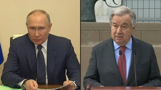 Putin se reunirá com secretáriogeral da ONU em Moscou  AFP [upl. by Wolff637]