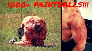 SHOT WITH 1000 PAINTBALLS IN SLOW MOTION  Bodybuilder VS Paintball Guns  Crazy Challenge Fail [upl. by Suolhcin]